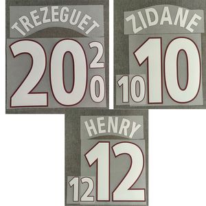 2000 Zidane Nameset Henry Trezeguet Printing iron On Transfer Badge