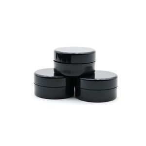 Campione cosmetico da 5 ml Vaso vuoto Vaso rotondo in plastica Coperchio con tappo a vite nero, piccolo flacone da 5 grammi, per trucco, ombretto, unghie, polvere, vernice