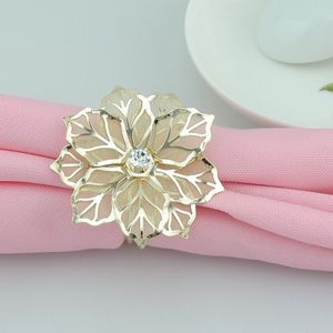 Fashion Napkin Rings Upscale Gold Flower Rhinestone Wedding Party Napkin Ring Home Hotel Beautiful Table Decoration Free DHL WX9-1179