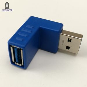 100 pz/lotto Ad Angolo Retto USB 3.0 Tipo A maschio/Femmina a Femmina blu Angolo di tipo croce Adattatore Accoppiatore Gender Changer Connettore velocità veloce