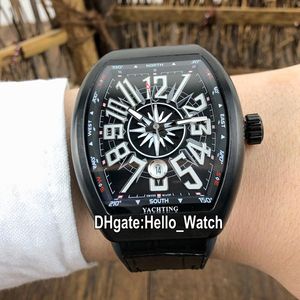 New Saratoge Yachting PVD Black Steel Case V45 SC DT Black Dial Asian 2813 Automatic Mens Watch Leather Strap Watches Hello_Watch 6 Color