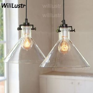 Rensa transparent glas tratt hänge lampa Edison vintage filamentlampa hotell restaurang industriell retro amerikansk landsuspension ljus