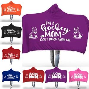 Hockey Mom com capuz Blanket Esporte Hockey Mom macia Couch Lance viagem com capuz Quilt do Natal do inverno cobertor quente