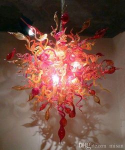 Tail Pipe Chandelier Lamp Parts Inspaird Chandeliers Red Flower Art Decor 100% Hand Blown Glass Pendant Lamps