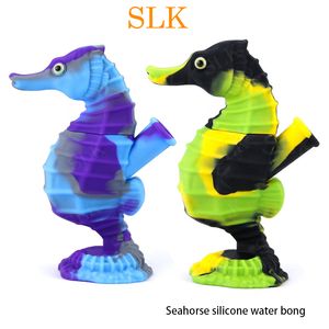 Creative seahorse Design Silicone Tobacco Smoking Pipe glass Water bong Hookah Bong Multi Colors Portable Shisha Hand Pipes