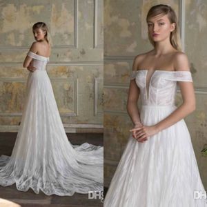 LIMOR ROCEN 2020 Plaża Suknie ślubne Sexy Off Ramię Suknie Ślubne Appliqued Sweep Pociąg Boho Country Wedding Dress Custom