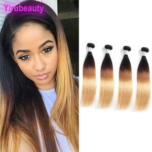 Malaysian Yirubeauty 100% Human Hair Extensions 4 Pieces/lot Straight 1B/4/27 Ombre Virgin Hair Double Wefts 1b 4 27 Silky Straight