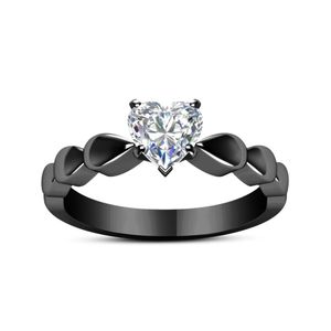 Novo anel de jóias Fashino Woman Copper Zircona Crystal Heart Ring Ring Black Gold Color Sobre ShippingPayment