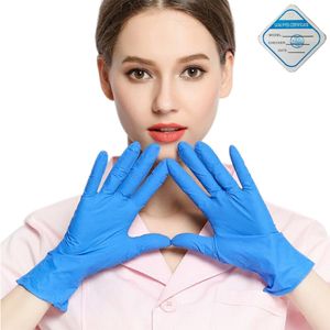 100PCS/Box Non-Latex Examination Blue Powder Gloves Protective Safety Hand one time Nitrile Disposable Glove Ready to Ship