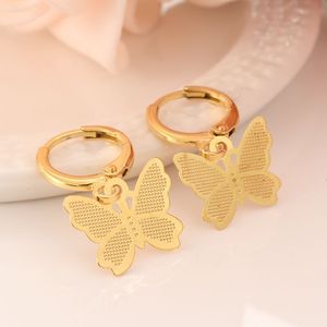 Skytalenbao Marca 18 k Sólido Fino Ouro Amarelo GF Luxo Borboleta Charme Brinco Moda Ouro Feminino Menina Jóias Presente bonito