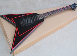 Chitarra elettrica a forma di V insolita in tre colori con striscia, tastiera in palissandro, Floyd rose, che offre servizi personalizzati