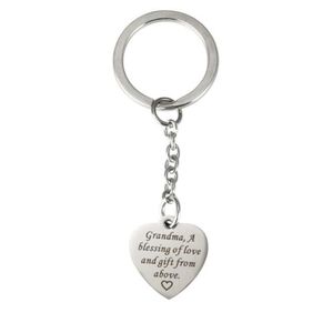 Mode Edelstahl Silber Schlüsselanhänger Herzschlüssel Pendress-Oma Ein Segen von Liebe und Geschenkform oben