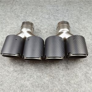 Y Style Matte Carbon Exhausts System Tips Stainless Steel For Universal Cars Double Exhaust Tail End Pipe