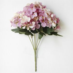 XM1 1 bouquet 6 Chefes estilo europeu Hydrangea Início Decoração flores artificiais