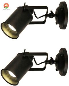 Industrial Wall Spotlight Jeffrien Retro Minimalist Adjustable 1 Lamp Black Metal Track Lighting Fixture for Office Hotel Coffee Shop