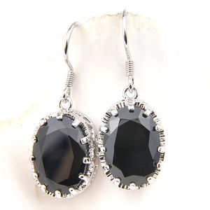 luckyshine mode krok droppe örhänge oval naturlig svart onyx pärla 925 silver smycken för kvinnor örhängen gratis