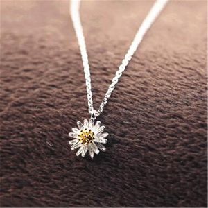 925 Sterling Silver PendantsNeck Laces Daisy Halsband smycken krage colar de plata ny bröllop födelsedagspresent