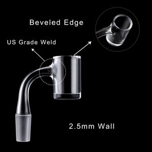 America Grade Weld Beveled Edge Quartz Banger med 10mm 14mm 18mm Manlig kvinnlig kvarts banger naglar för dab rigg glas vatten bongs rör