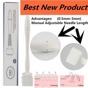 DRS Ayarlanabilir 0.5-3.0mm 140 Pins Damga Mikroneedle Derma Rulo Anti-Aging Kırışıklık Temizleme Cilt Bakımı Sağlık Güzellik Saç Dökülmesi Terapi