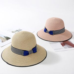 Lady New Summer Sun Hattar Kvinna Vår Fällande Solskyddsmedel Cap Bows Studenter Leisure Beach Sun Cap Wide Brim Hat