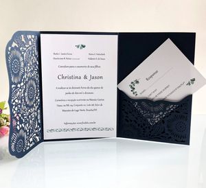 Laser Cut Wedding Invitations OEM in 41 Colors Customized Hollow Folding Personalized Wedding Invitation Cards BW-HK168