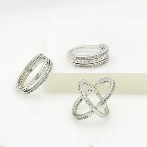 Nuovo arrivo Clear CZ Diamond Flipping Wedding Ring per Pandor 925 Sterling Silver Hearts set di anelli di fidanzamento