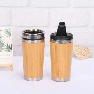 Bambu Paslanmaz İç Şişe Su Kupa Seyahat Kupalar Yeniden kullanılabilir Mutfak Ofis İçme Kupa Çevre Dostu Bambu Drinkware