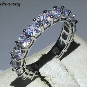 choucong Fine Jewelry Wedding Band Ring Cushion Cut 4MM 5A Zircon Sona Cz 925 Sterling Silver Engagement Rings for Women Men