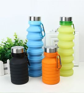 Portable Silicone Water Bottle Retractable Folding Coffee Bottle Outdoor Travel Drinking Collapsible Sport Drink Kettle VT0037