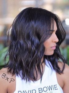 DIVA1 Malaysian Remy Human Hair Natural Wave Bob hd Laces Front Wigs shoulder length wet wavy short full lace wig 130% density