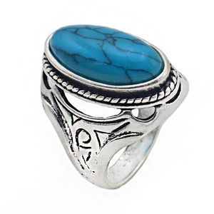 Neuer personalisierter Schmuck, Vintage-Steine, Antiksilber, Türkis-Ring für Männer, Tibet-Frauen-Fingerring