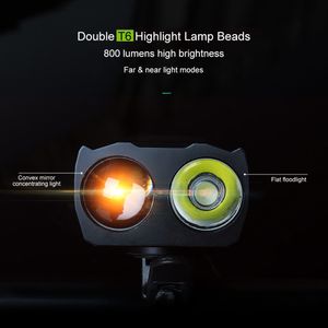 USB Rechargeable LED Bicycle Headlight with Horn Smart Sensor High Brightness Flashlight Multifunctional