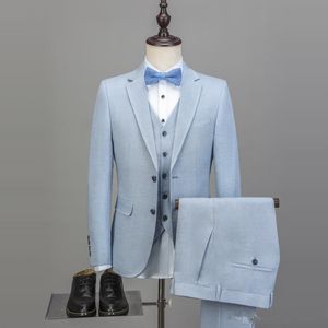 Abito da uomo classico grigio chiaro Blazer Vest Groom Smoking da sposo Groomsman Best Man Costume Prom Party