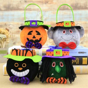 Halloween Candy Gift Bags Trick or Treat Tote Bags Pumpkin Witch Black Cat Bat Cloth Sweets Bag Themed Party Supplies JK1909XB