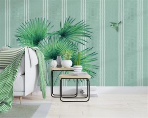 3D moderno papel de parede nórdico minimalista pintado à mão aquarela folhas de folhas tropicais linha lattice hd decorativo papel de parede bonito