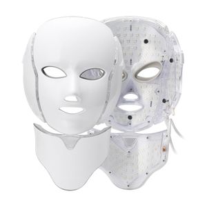 7 färger LED MASK LED Photon Facial Light Mask med nackterapi Hudföryngring Ansikte Lyftande Anti Acne Rink Skin Machine