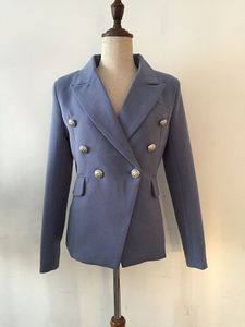 Neuer Stil, Top-Qualität, originelles Design, zweireihiger klassischer Blazer für Damen, schmale Jacke, silberne Metallschnallen, Blazer, dicker Mantel, Oberbekleidung