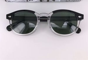 EU-AM Johnny depp transparent vintage sunglasses UV400 HD polarized green lens accustomized sunglasses L M S full-set case OEM outlet