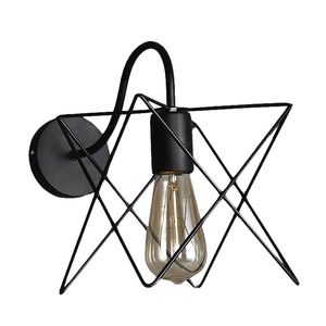 Vintage järnbur vägglampa retro loft korridor trappor lampa ljus badrum badrum väggljus fixtur arandela (fyrkant)