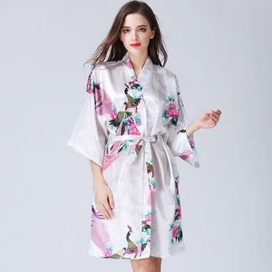 14 Colors Home Clothing Sexy Women's Kimono Robe Pajamas Printing Flower V-neck Loose Sleeve Kimono Sleepwear With Belt DH0669