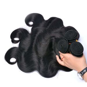 最高品質の人間の髪の織り色1bボディーウェーブ3束/ 300g安いブラジルのペルーのマレーシアのインドのレミーの髪の緯糸、送料無料