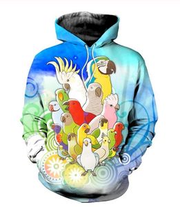 2020 Nowa moda bluza mężczyźni/kobiety z kapturem Parrot Parrot Party Funny Print 3D Bluza Bluza Bezpłatna wysyłka MH0331