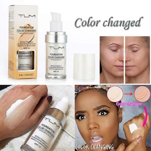 TLM Flawless Color Changing Foundation Warm Skin Tone Color Face Makeup Base Nude Facial Idratante Liquid Cover Concealer SPF15