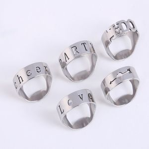 „Liebhaber“, „Party“, „Cheer“, „Pfeil“, „Ich will“, kreativer Edelstahl-Fingerring, ringförmiger Bierflaschenöffner, 22 mm