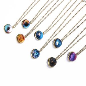 Glass Luminous Star Series Planet Necklace Crystal Cabochon Pendant Glow In The Darkness Necklaces Jewelry free shipping