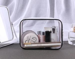 100pcs Cosmetic Bag Big Transparent Pvc cube White border Brief Sample Wash Storage Bag