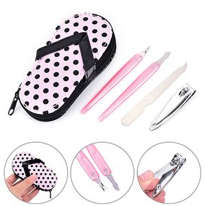 Set manicure da 4 pezzi in custodia per sandali in PU con scatola Kit da viaggio Cura delle unghie Tagliacapelli Forbici Attrezzo per toelettatura Pedicure