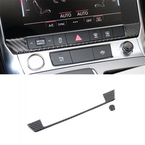 Araba Şekillendirme Merkezi Konsol Düğme Sequins Dekorasyon Sticker için Audi A6 C8 A7 2019 Karbon Elyaf İç Aksesuar