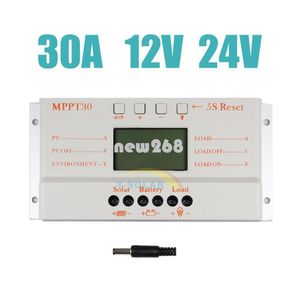 Freeshipping Solar Controller 30A MPPT30 12V 24V Auto Work LCD Display Light and Timer With Max 720W Solar Panel For off grid pv system