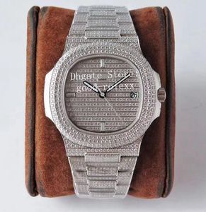 Luksusowy PPF Factory Męskie Automatyczne Cal.324 SC Zegarek Mężczyźni Miyota Full Pave Diament Bransoletka Case 5711 ETA 5719 Kryształowe zegarki stalowe